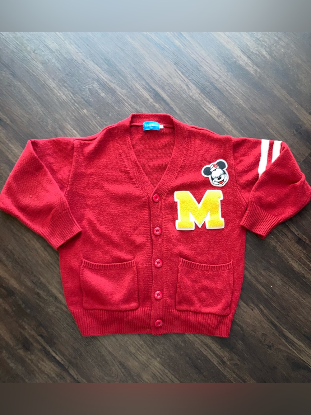 Disney Minnie Mouse red women’s letterman sweater size M